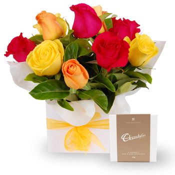Boxed Roses and Chocolates Flowers