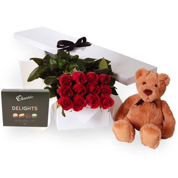 Valentine's Day Flat Boxed Roses One Dozen Red Package 2 Flowers