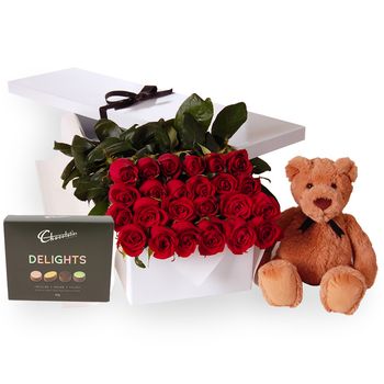 Valentine's Day Flat Boxed Roses Two Dozen Red Package 2 Flowers