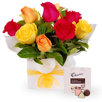Boxed Roses and Chocolates Flowers