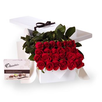 Valentine's Day Flat Boxed Roses Two Dozen Red Package 1 Flowers